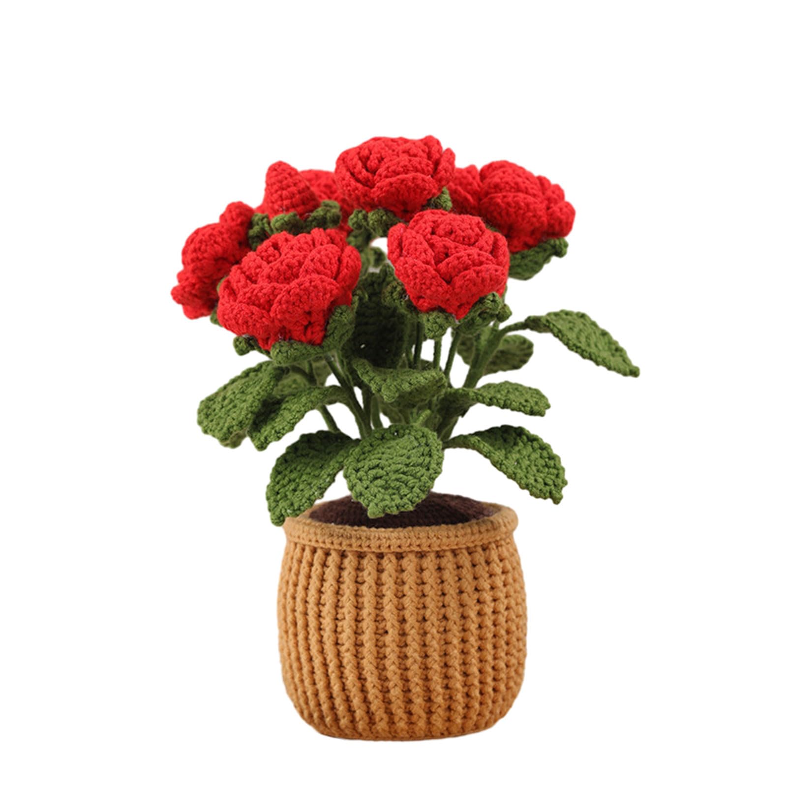 Yrohgkpn Rose Potted Plant Kits Plant Crochet Yarn Set Cute Animal Crochet Kits Beginners With English Video Animals Starter Beginners Plant Yarn Set