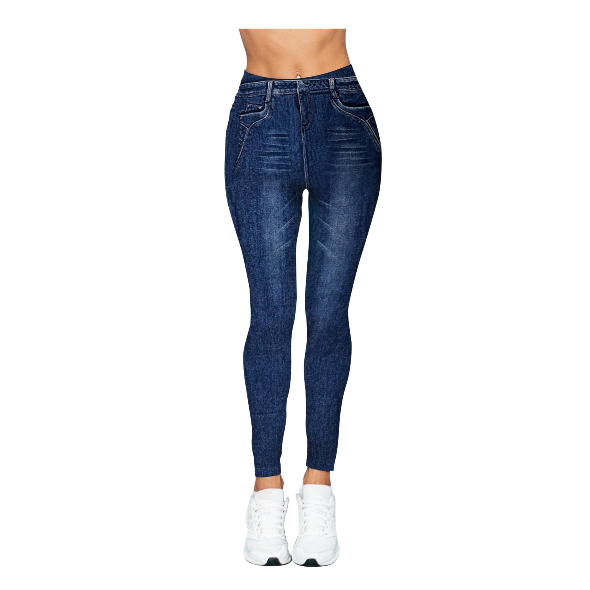 Leggin Termico Finto Jeans Donna - Pantaloni In Pile Elastici, Caldi E Comodi Per Inverno