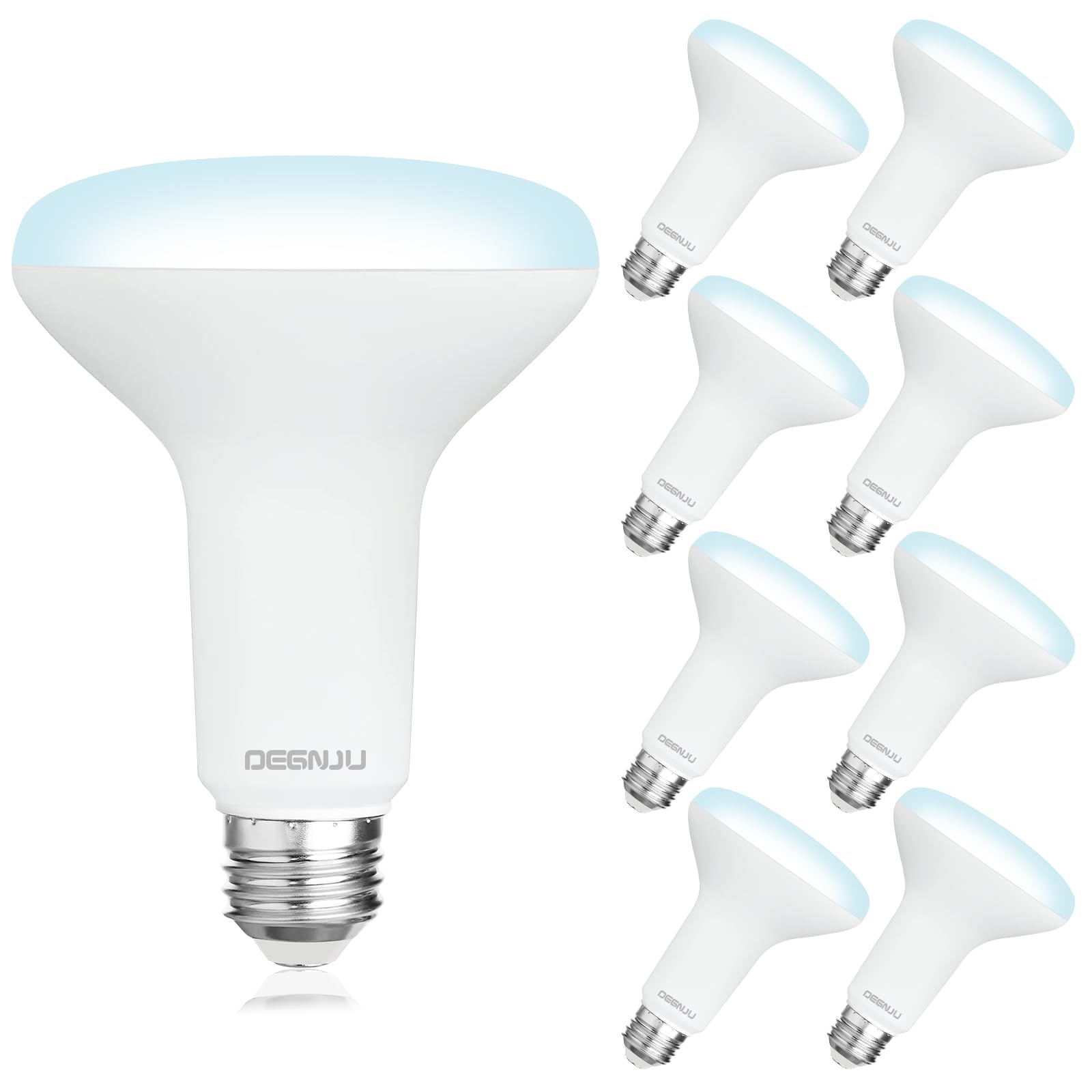 DEGNJU 8 Pack BR30 LED Bulb, Dimmable Indoor Flood Lights 7W Equivalent 65W 5000K Daylight, CRI80, 650 LM, E26 Base, 15000 Lifetime Hours, Interior Energy Saving Recessed Light Bulb, Flicker-Free