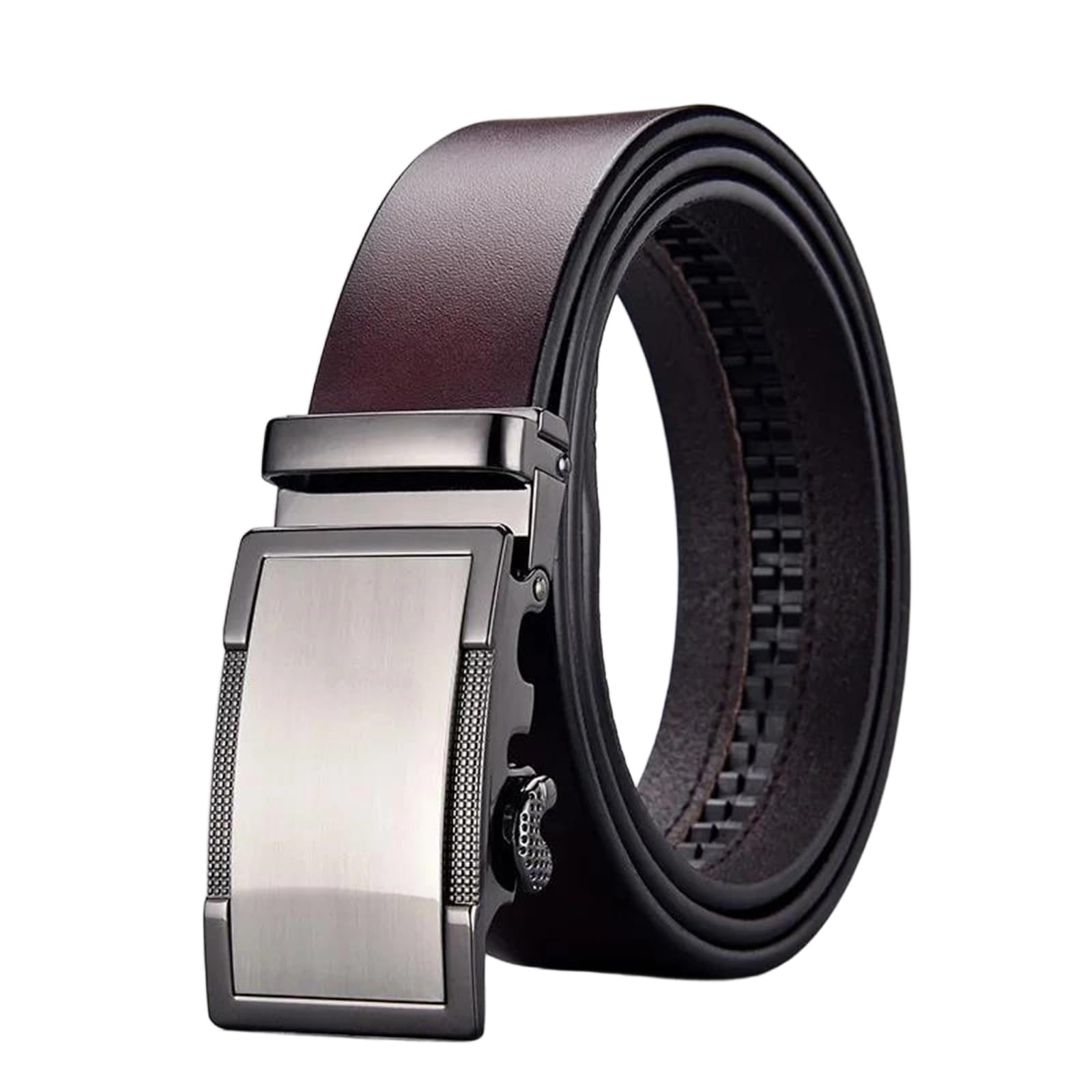 Yeuyyben Cinturón de cuero vacuno para hombre con hebilla automática de metal para jeans de negocios, uso casual