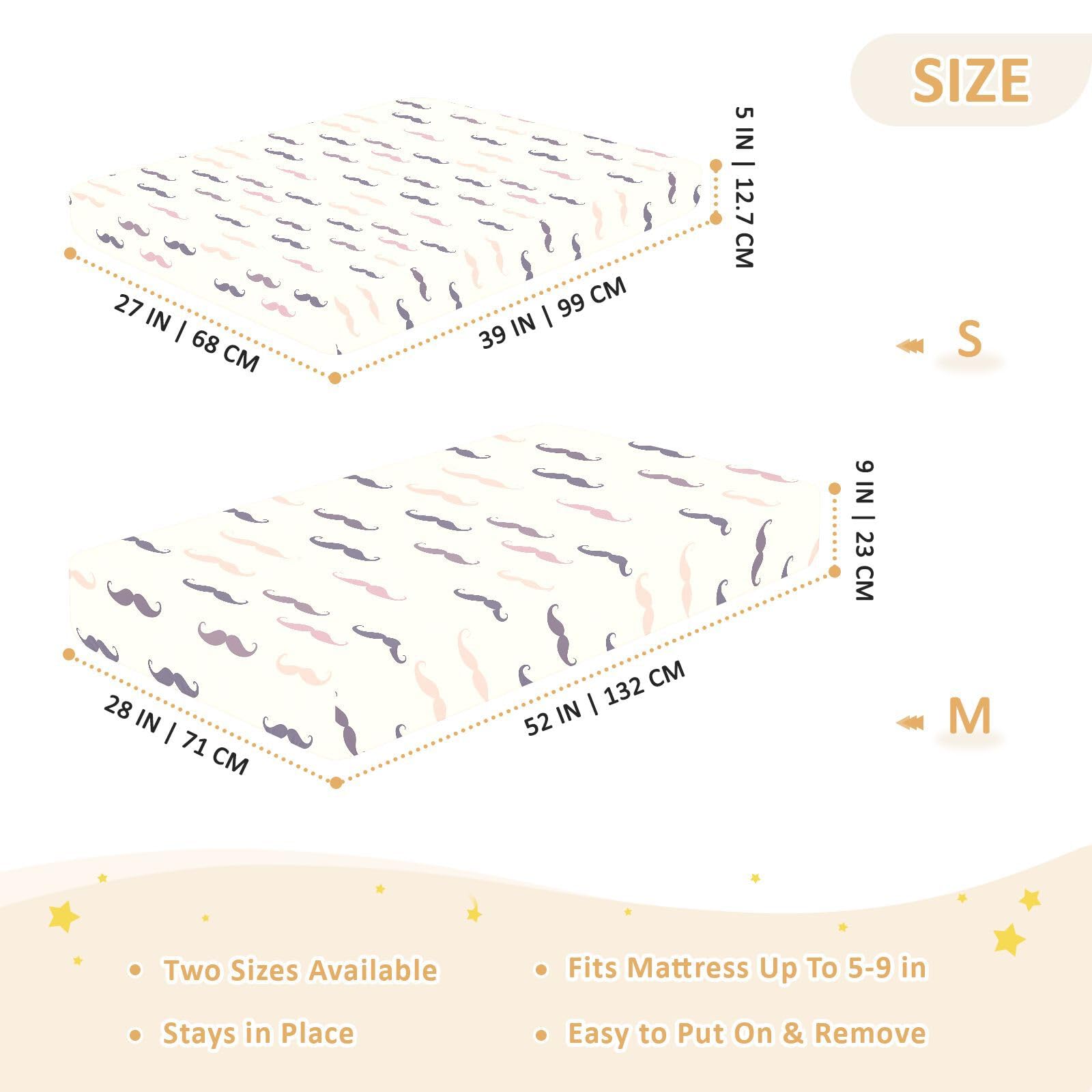 Boho Semplice Stile Baffi Retrò Lenzuola Culla Cotone Baby Playard Lenzuolo Morbido Elastico Culla Culla, 1 Pacco