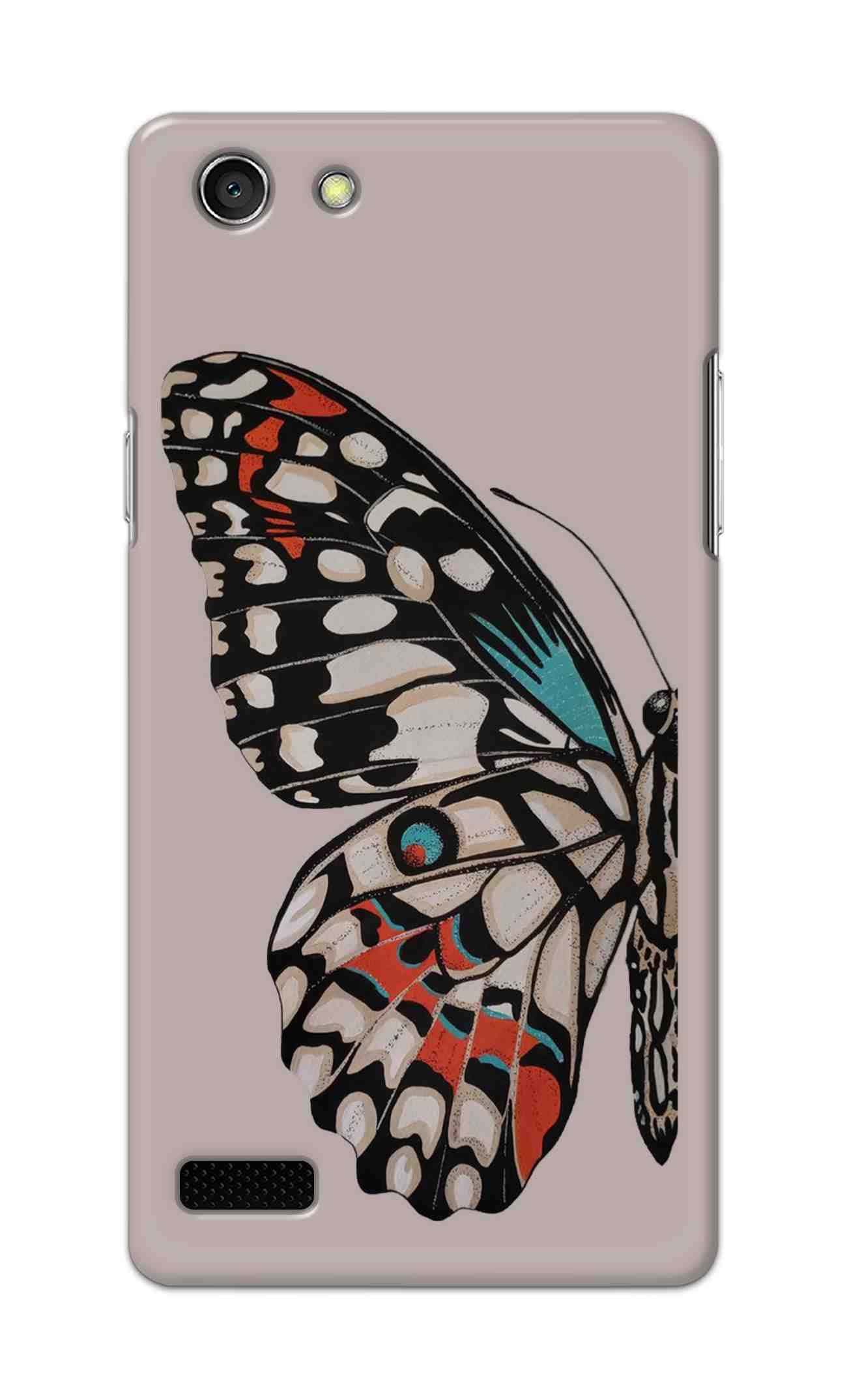 TweakyMod Designer Printed Hard Case | Half Butterfly Back Cover Compatible with Oppo A33, A33F, NEO 7