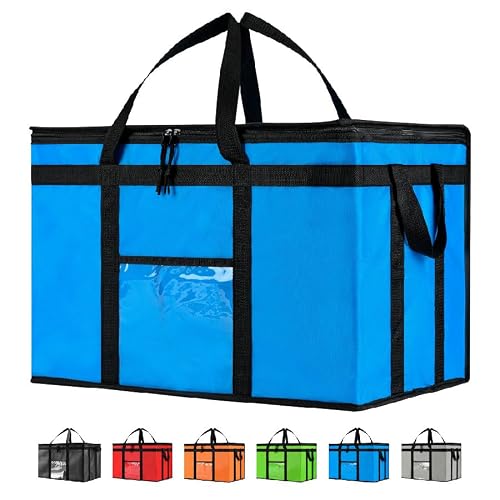 NZ home 3XL Insulated Cooler Bag and Food Warmer for Delivery & Grocery Shopping with Zippered Top, Blue (1 Pack)