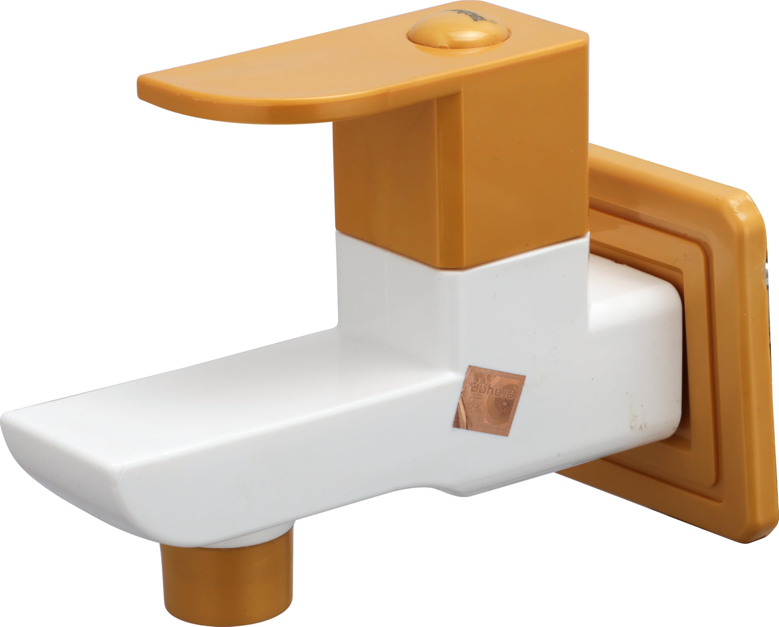 Prayag Delta Fancy Bib Cock 15mm PTMT Plastic Wall Mount Tap Foam Flow with Flange Drip Free Durable Faucet for Bathroom & Kitchen (Gold) (123-DG)-image-2