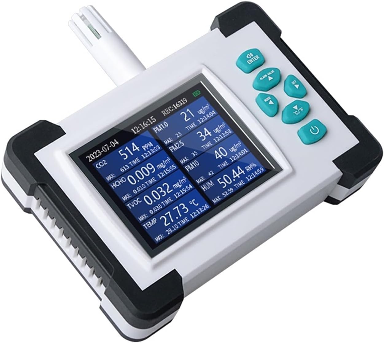 co2センサー 空気質モニター、ガス分析装置、CO2空気モニター、多機能ガス検知器 高い測定精度(T7-700PRO)