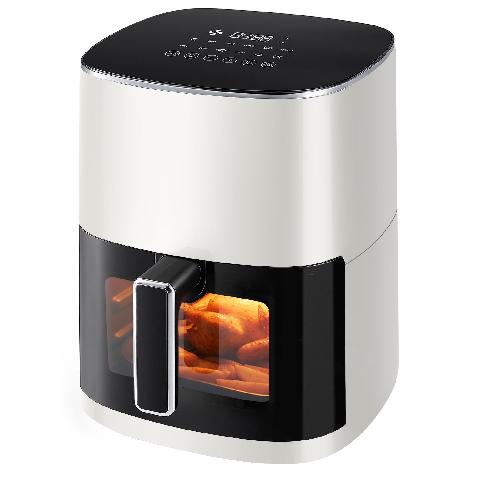 Sweetcrispy Freidora de aire caliente, 6 litros, con ventana de visualización, funciones 12 en 1 y pantalla táctil, freidora de aire, cocina saludable sin grasa, cesta antiadherente, cestas aptas para