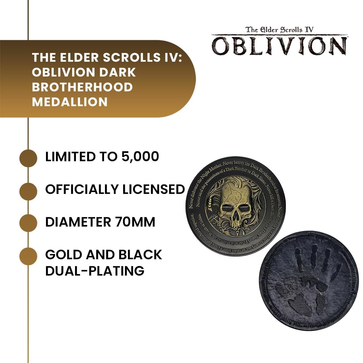 Fanattik The Elder Scrolls IV : Oblivion Dark Brotherhood Médaillon en métal édition limitée