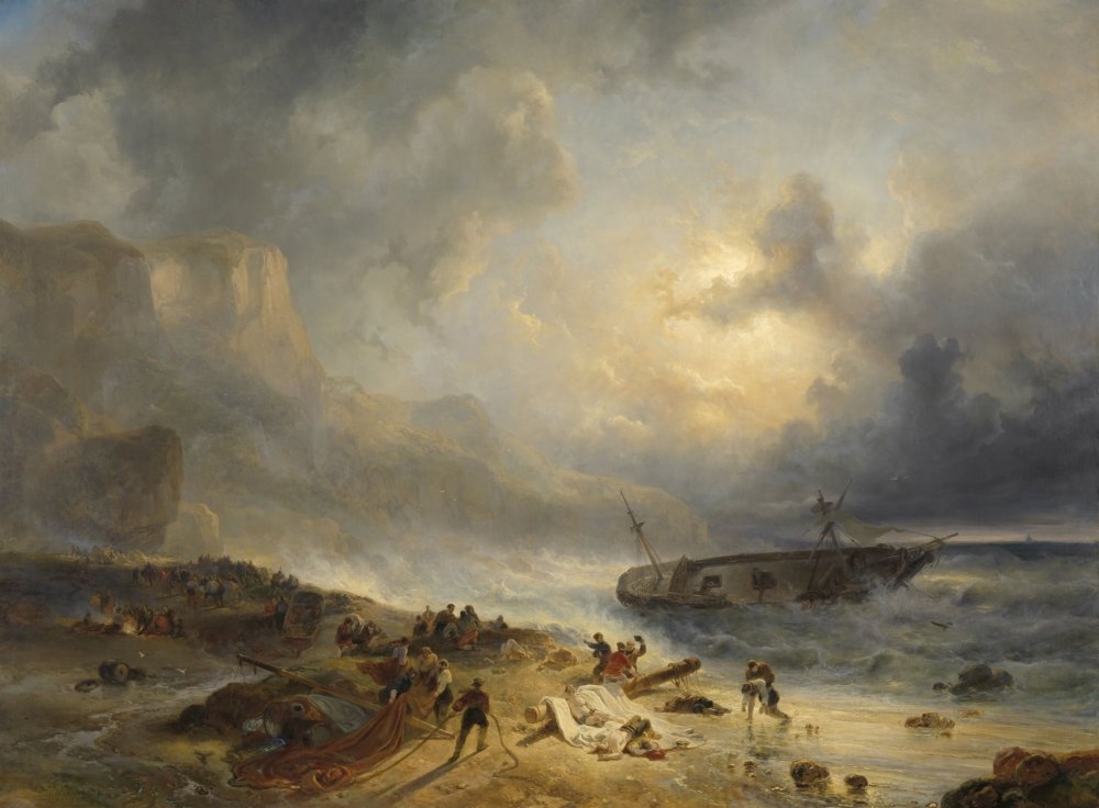 Amazon.com: Shipwreck Off A Rocky Coast By Wijnand Nuijen C 1837