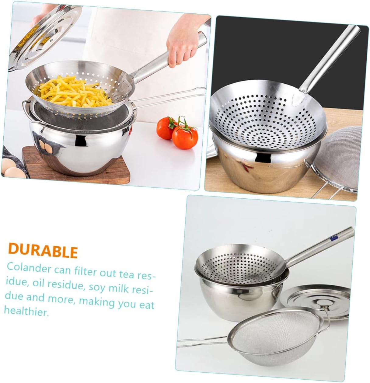 Stainless Steel Oil Strainer Pot Removable Mesh Strainer 2-Piece Set Convenient Oil Container for Kitchen Cooking and Frying Wear-Resistant Grease Keeper Dust Lid