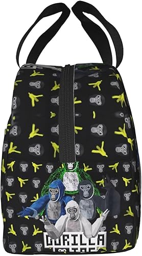 Miniatura 2 de Dekinkat Lonchera de gorila de dibujos animados, bolsa de almuerzo portátil de aluminio reutilizable, bolsa de almuerzo aislada, lonchera enfriadora