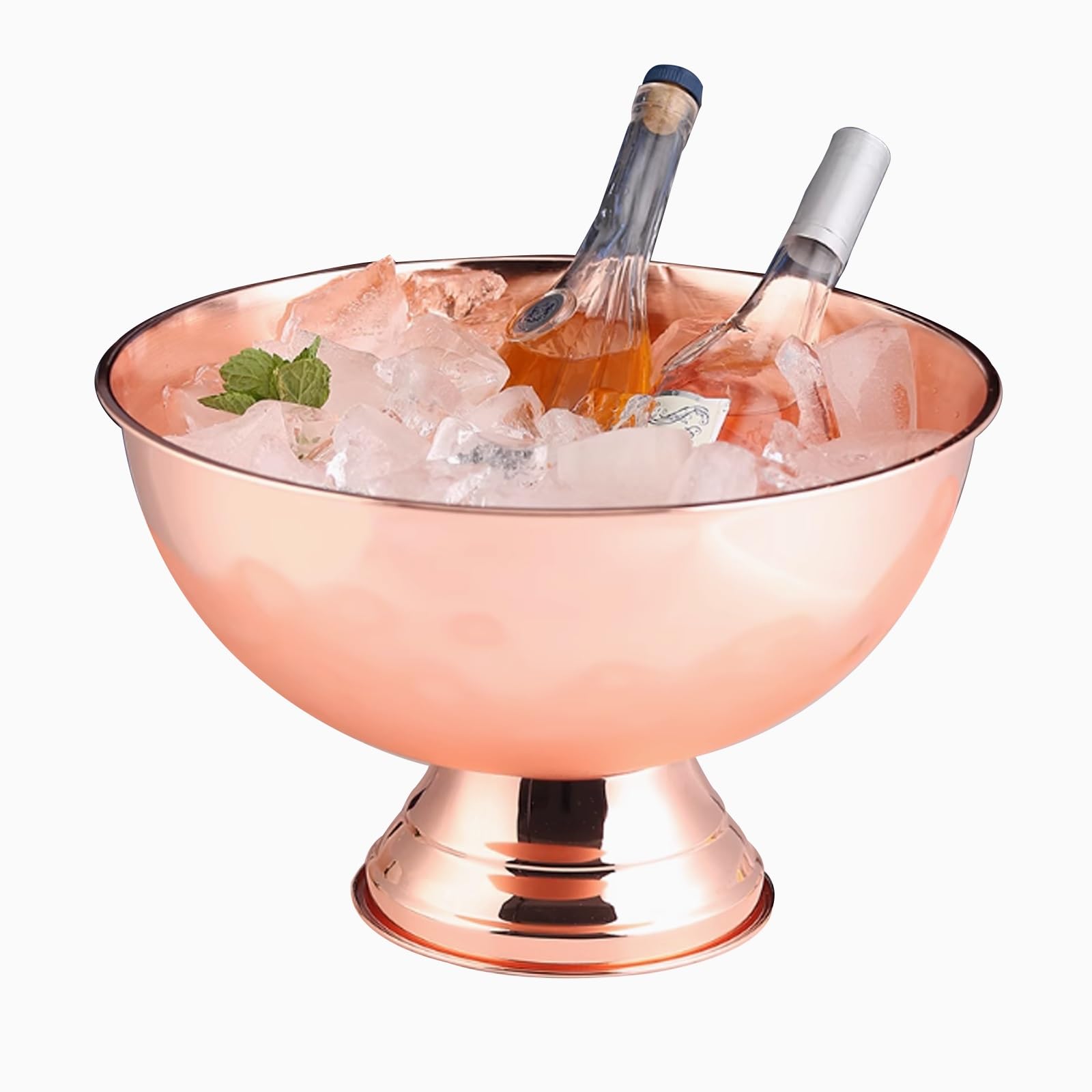 Cubitera Aislada de Acero Inoxidable, Cubeta para Champán para Cubitos de Hielo y Botellas De Vino, 39cm x 25cm(Rose Gold)
