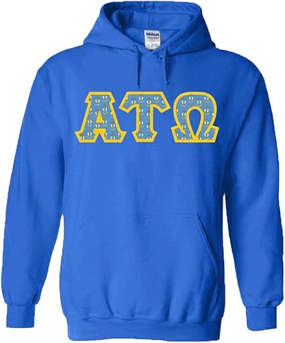 Alpha Tau Omega ATO Fraternity Crest Twill Letter Hooded Sweatshirt