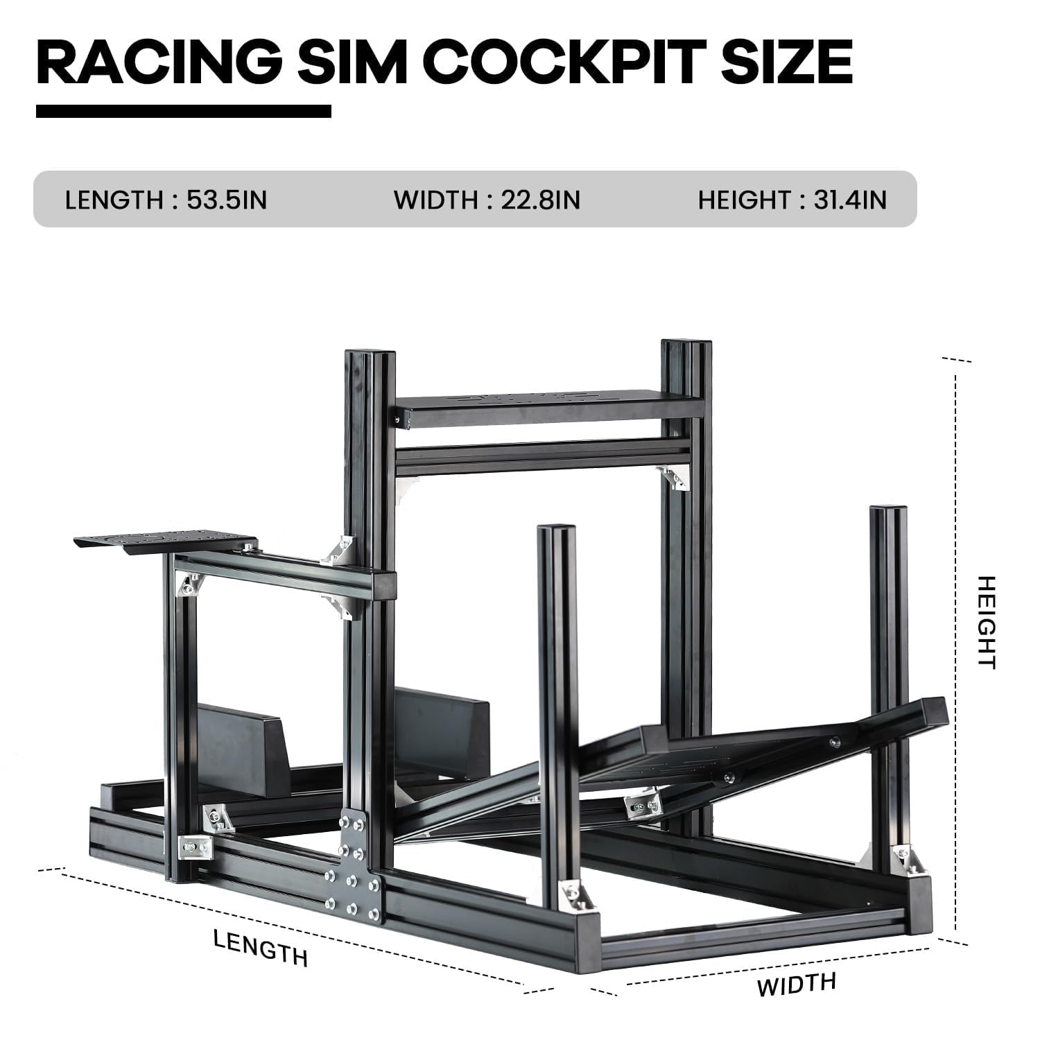Anman GT/F1 Sim Racing Cockpit 8040 Aluminium Profile Racing Stand, Adjustable Cockpit Modular Design Supports DIY Assembly, Fit for Logitech GPRO, for Fanatec CSLDD Direct Drive Steering Wheel