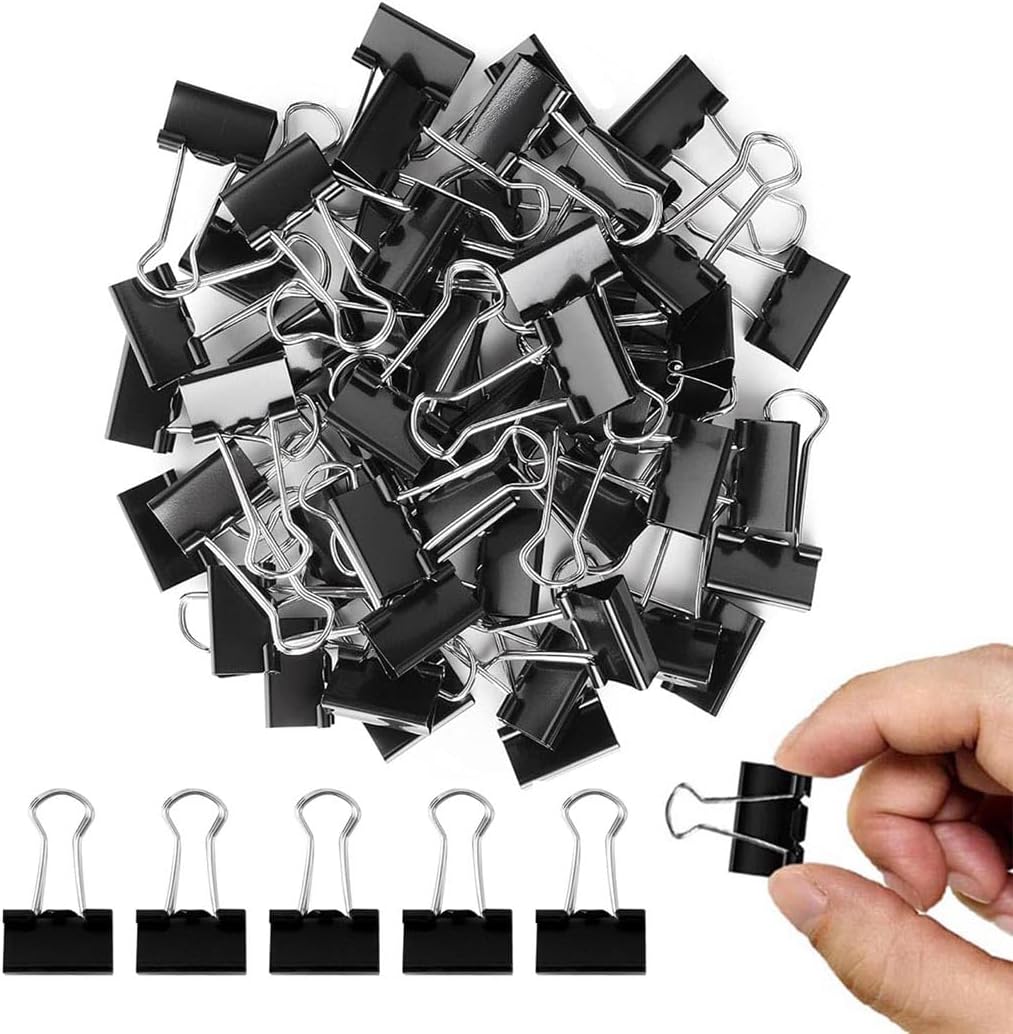 Binder Clips Paper Clamps 228 pcs Assorted Sizes Metal Paper Binder Clip Black Binding Paperwork Clamp Bulk Office Supplies
