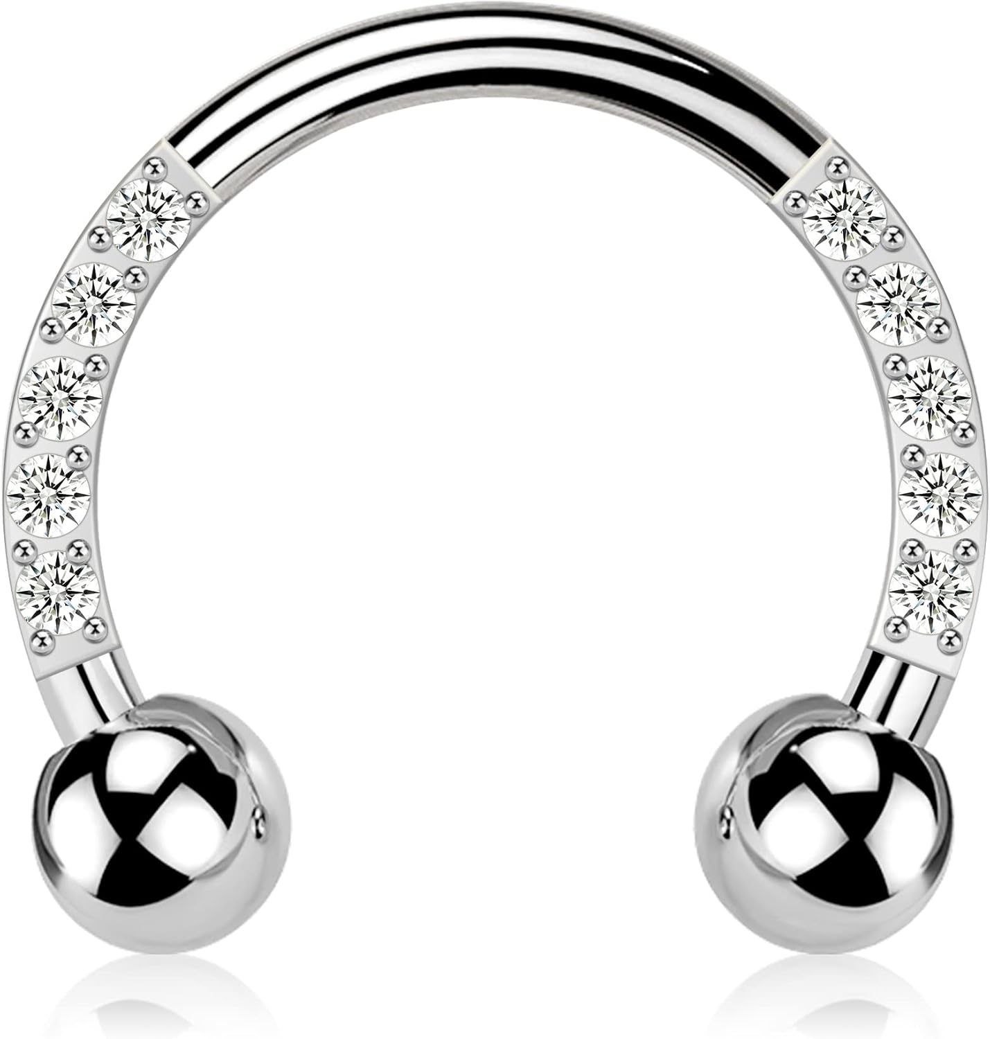 Melighting Titanium Septum Rings G23 Septum Jewelry Nose Rings Hoop 16G Clear CZ Horseshoe Daith Earrings Helix Earrings Tragus Piercing Jewelry Body Piercing Jewelry Women Men