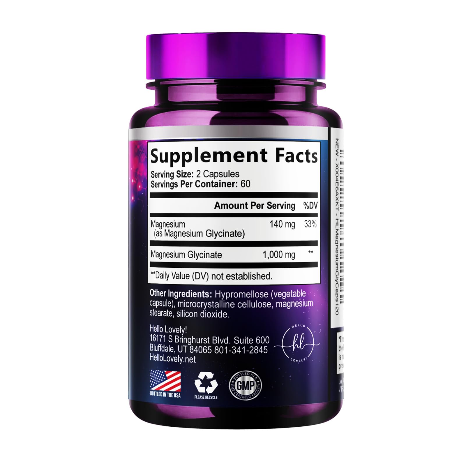 Magnesium Glycinate Supplement 1000mg - 100% Chelated & Purified - Essential Sleep, Muscle Relaxation, Heart & Bone Health Support - Gentle, High Absorption Formula - Vegan, Bottled USA - 120 Capsules — Amazon image 9