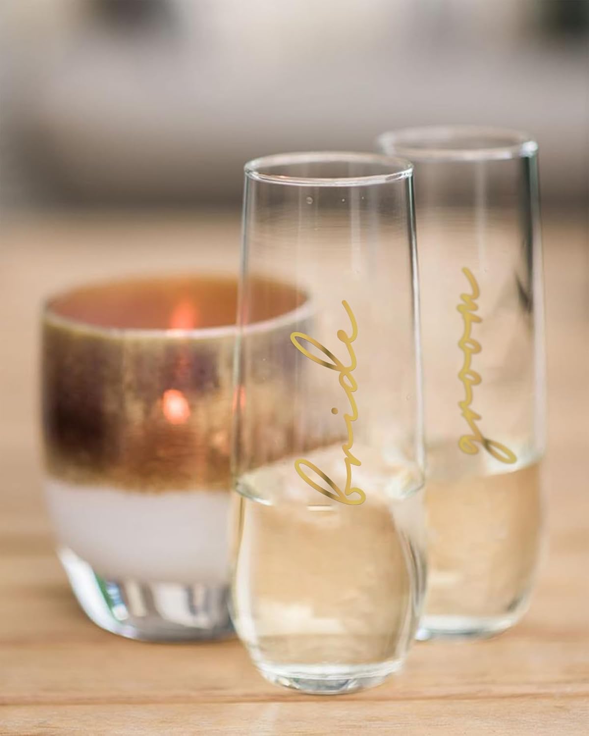 HubbyWifeyGifts Bride & Groom Champagne Flutes Set of 2: Elegant Wedding Toasting Glasses – Perfect Engagement, Bridal Shower & Wedding Gift for Newlyweds - Image 4