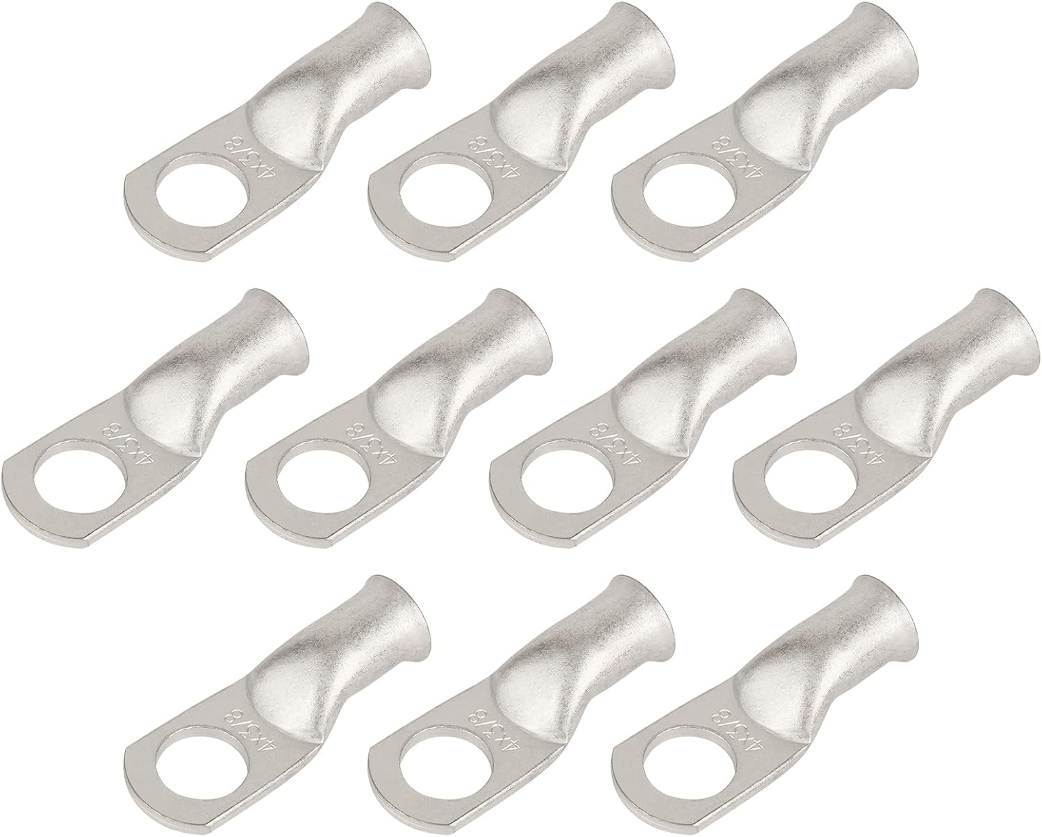 10pcs 4/0 AWG-3/8(M10) Tinned Copper Ring Terminals Battery Lugs, Heavy Duty Wire Lugs, Battery Cable Connectors