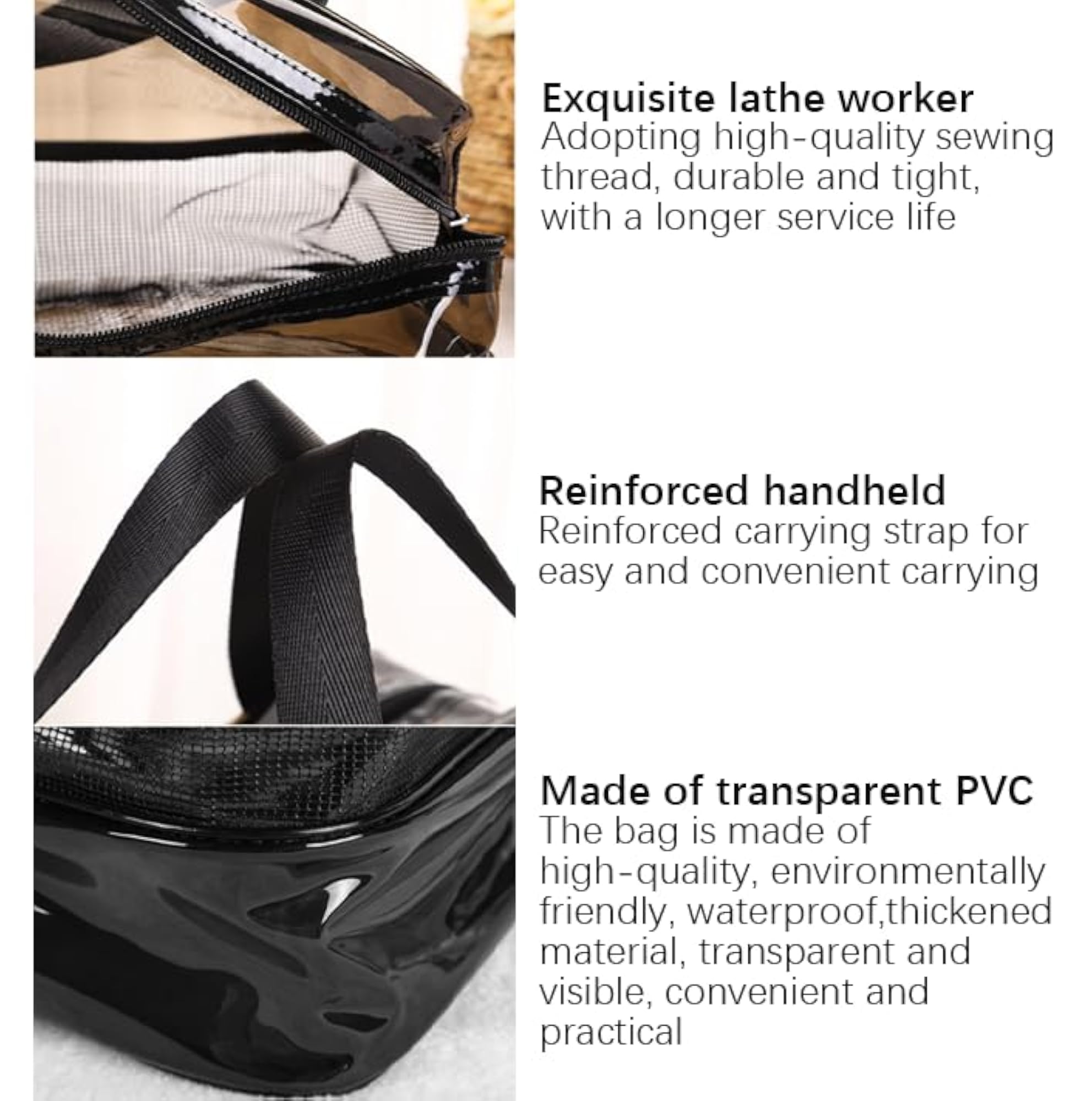 Large Clear Travel Toiletries Bag with Handles