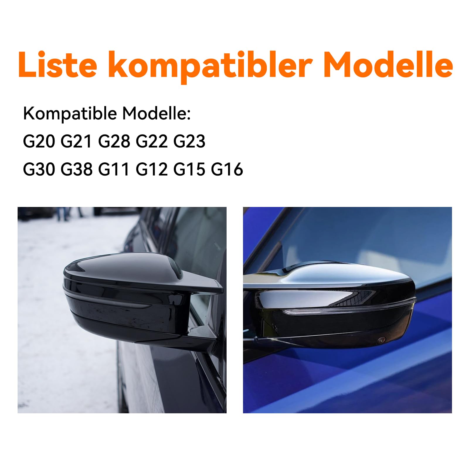 Nakładka na lusterko samochodowe, pasuje do BMW G20 G21 G28 G22 G23 G30 G38 G11 G12 G15 G16 tylko model z lewostronnym kierowaniem, błyszcząca czerń (1 para)