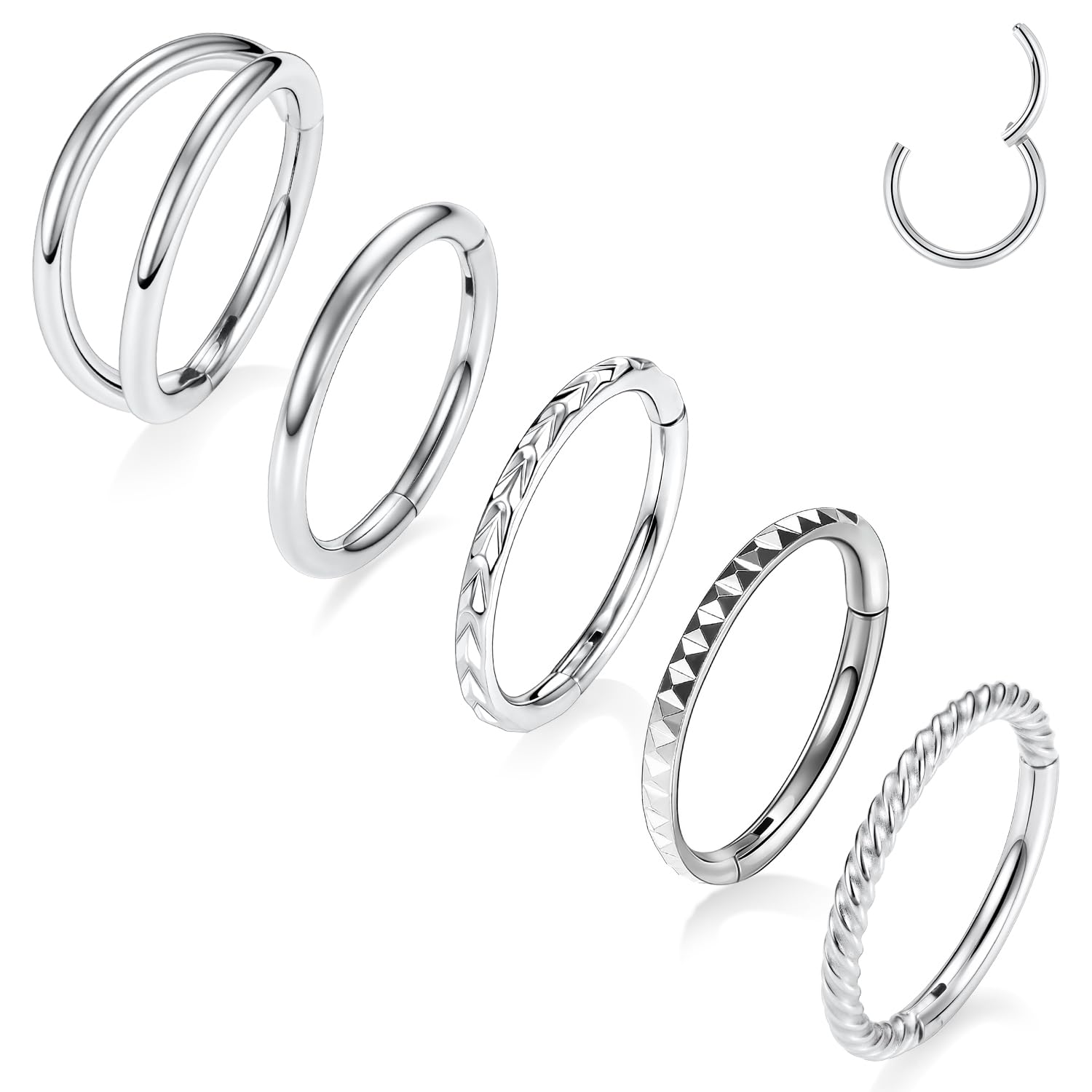 PEAKLINK 18G 16G Nose Hoop Rings Helix Cartilage Conch Earrings Surgical Steel Septum Jewelry Daith Rook Tragus Lip Lobe Nose Piercings 6 8 10mm