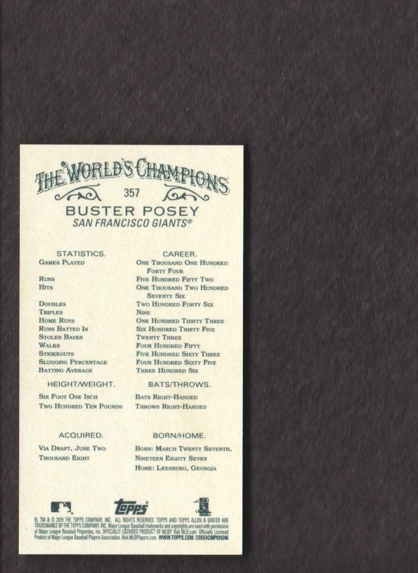 2019 Topps Allen & Ginter Baseball Rip Cards Mini #357 Buster Posey