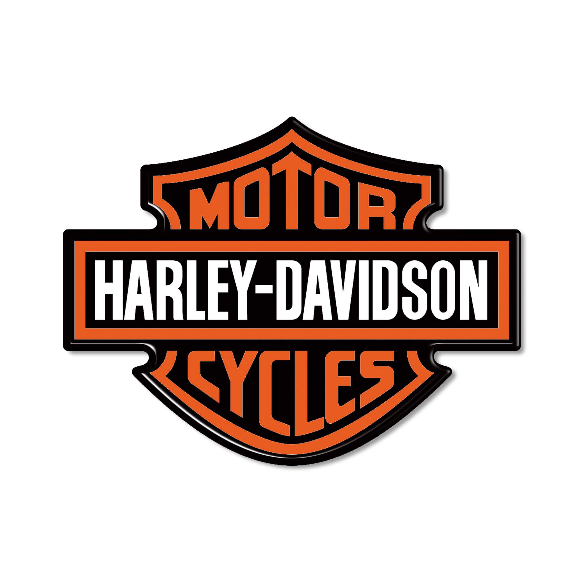 labelbike - 3D Sticker Motorcycle Tank Emblem Logo in Resin Compatible with Harley Davidson - 9.5x7 cm - Color Orange White Black