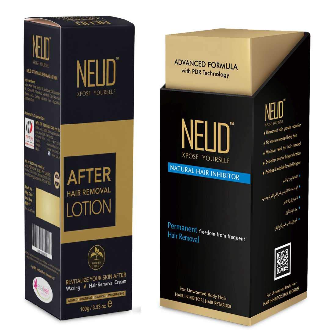 NEUD Natural Hair Inhibitor & After-Hair-Removal Lotion Combo