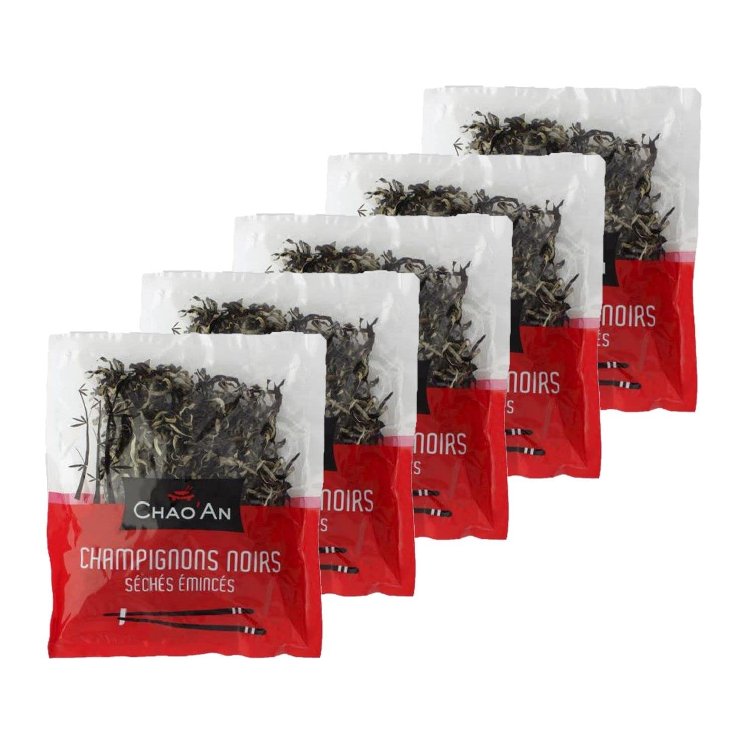 Chao'an Lot 5x Champignon noir séché émincé - Sachet 80g