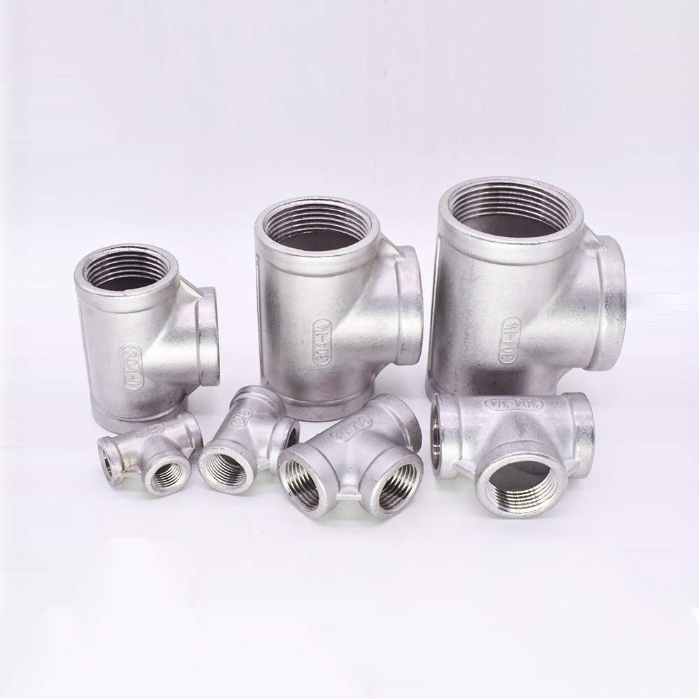 1/8" 1/4" 3/8" 1/2" 3/4" 1" to 2" BSPT Female Tee 3 Ways 304 Stainless Steel Pipe Fitting Water Gas Oil NWPNLXEA(1-1/4")