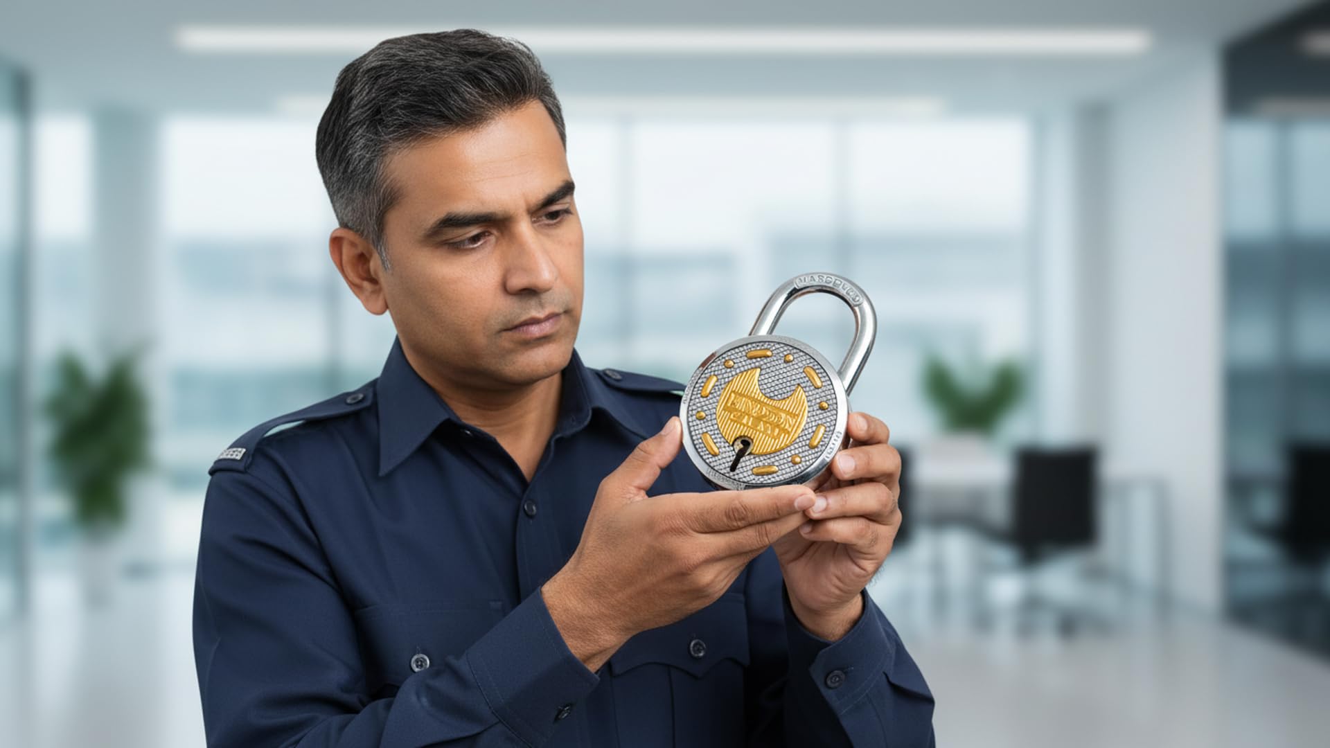 HINDSON Galaxy Round 65mm Lock | Metal Body | Double Locking | Hardened Shackle | 8 Steel Lever | 12 Silver Keys with Keychain | Silver and Gold Finsih | Made in India — Amazon image 3