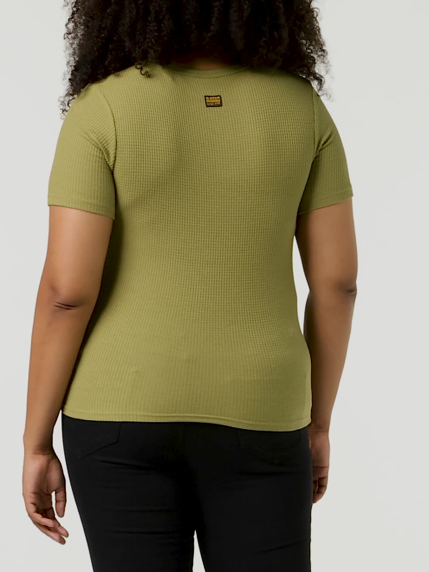 G-STAR RAW Damen Waffle Granddad Slim T-Shirt – Lässig Mit Knopfleiste Und Rundhals