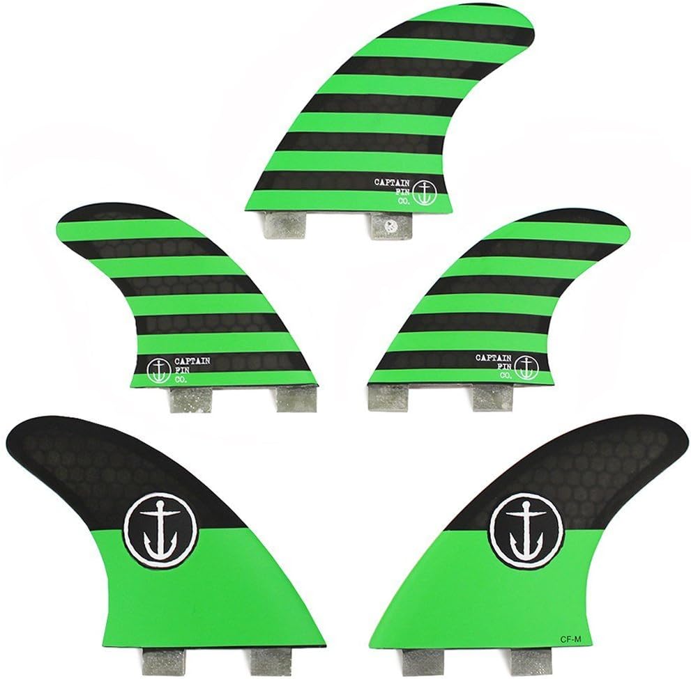 Captain Fin Co.CF-5 Fin Medium Surfboard Fins - 5 Fin Set - Twin Tab - Green