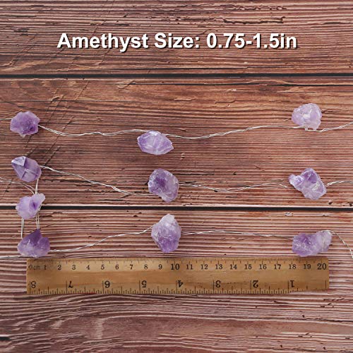 Jashika Natural Amethyst Decorative Lights Crystal Indoor String Lights Raw Stones 8.5Feet 20Leds With Remote Control thumb #5