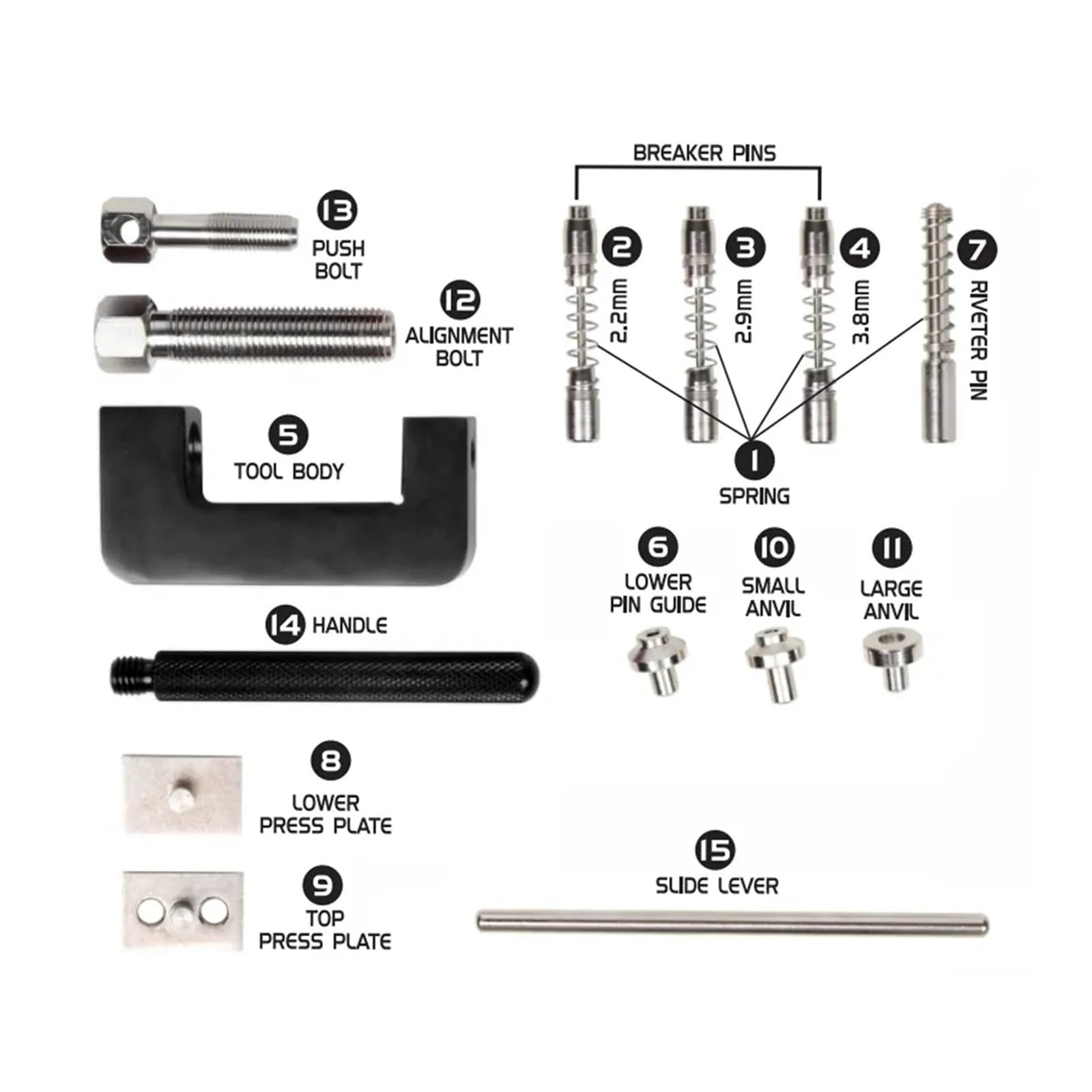 Juego De 12 Herramientas Universales para Cortar Y Romper Cadenas Motocicletas, con Caja Almacenamiento para ATV Motos Cross Speed Cassette Sprocket