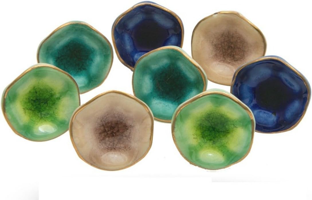 Set of 8 Mix Ceramic Crystal Stone Jordan Door Knobs for Wardrobe Dresser Drawers Natural Cabinet Knobs for Kitchen Bedroom Bathroom Gem Stone Drawer Knobs for Home Decoration
