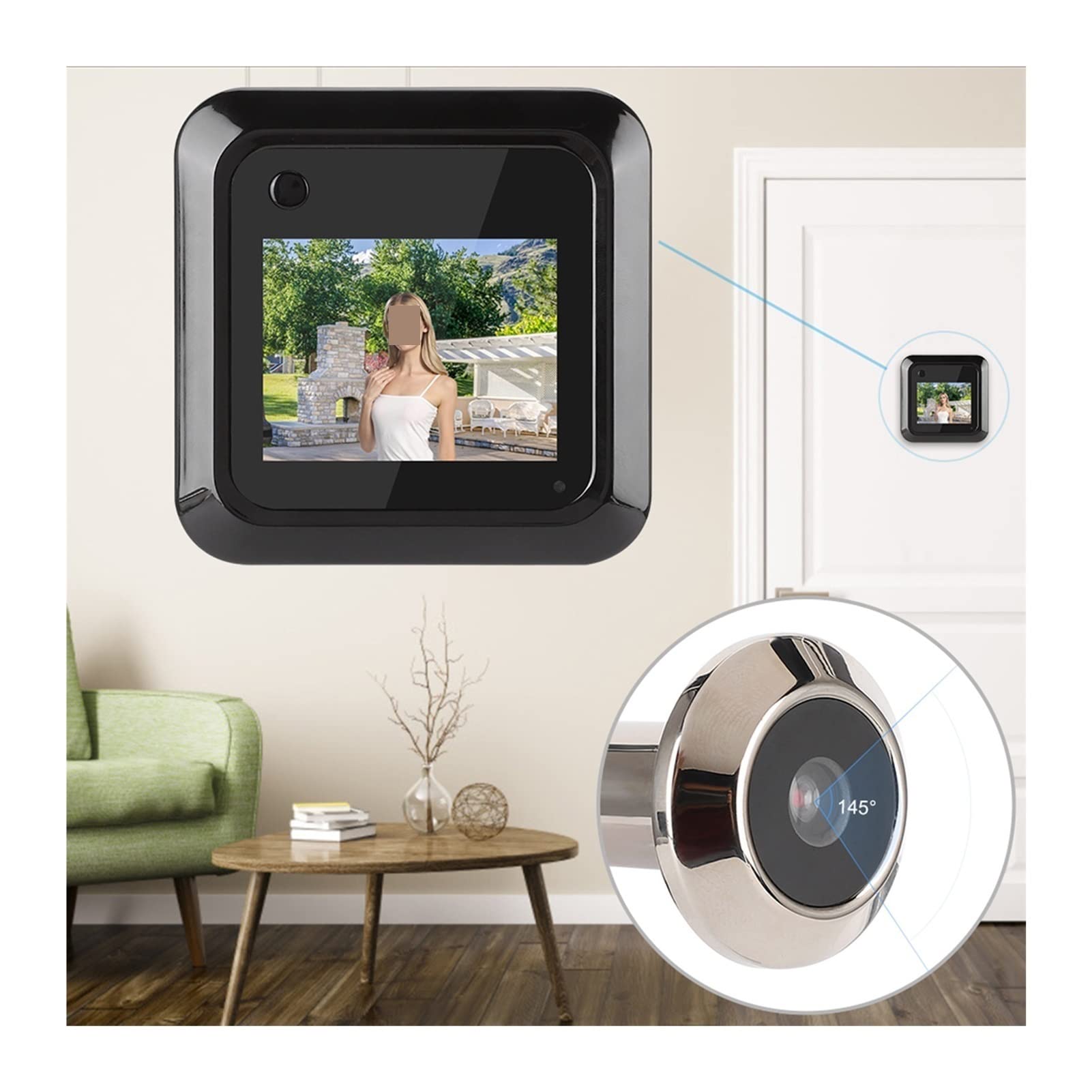 Video Doorbell, Smart Video Campanello Video Spioncino Digital Door Camera Campanello Schermo LCD Display Telecamera grandangolare(B)
