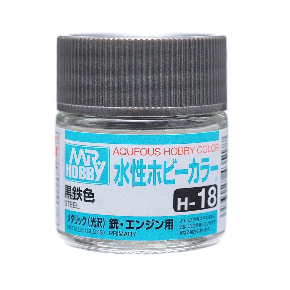Peinture aqueuse H18 Noir Acier flacon de 10ml pour modélisme
