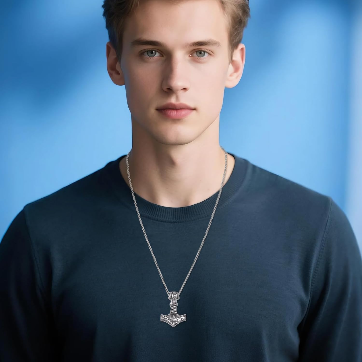 Thors Hammer Necklace 925 Sterling Silver Oxidize Viking Thors Hammer Pendant Norse Runes Amulet Jewelry Gifts for Women Men - Image 4