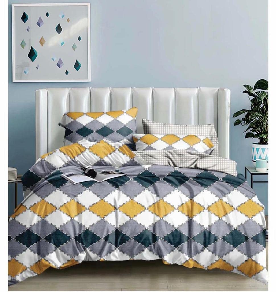 Danvira Premium Glace Cotton Elastic Fitted Bedsheets | Supersoft King Size Bedsheet with 2 Pillow Cover - 72x78x8cm (Design 3, Cotton) (B0C3XR8THK) Amazon Price History, Amazon Price Tracker