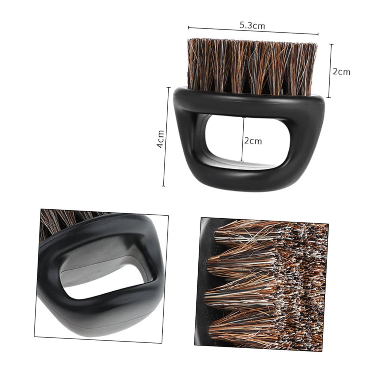 IWOWHERO Men's Beard Brush Barber Fade Brush Boar Bristle Hair Brush for Mustache Shaving Portable Black Handle Black Bristles