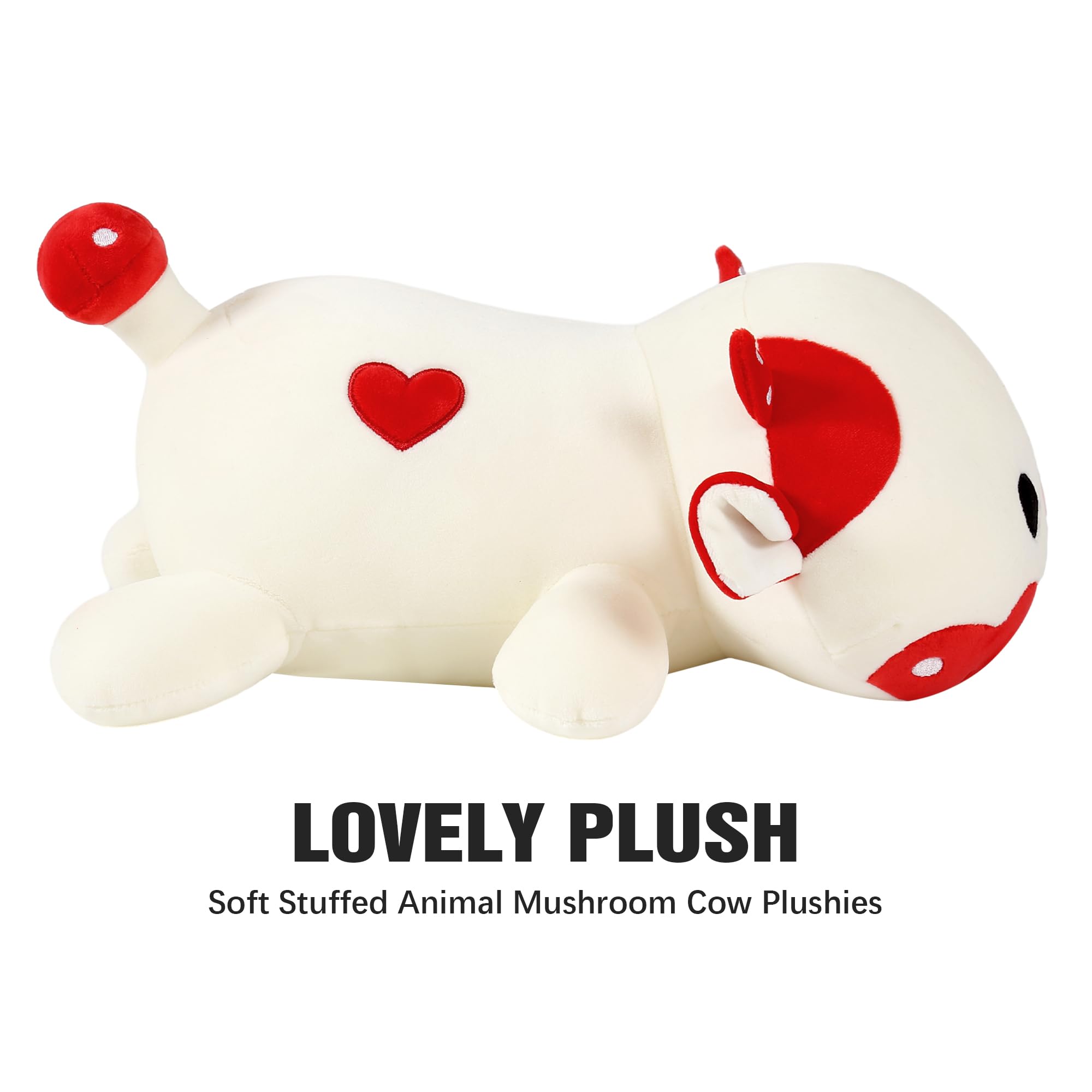 shownicer Plüschtier Pilz Kuh Kuscheltier Stofftier Kawaii Kuh Plüsch Kissen Spielzeug Milchkuh Pilz Plüsch Wurfkissen Geschenk für Kinder… – Ansicht 8