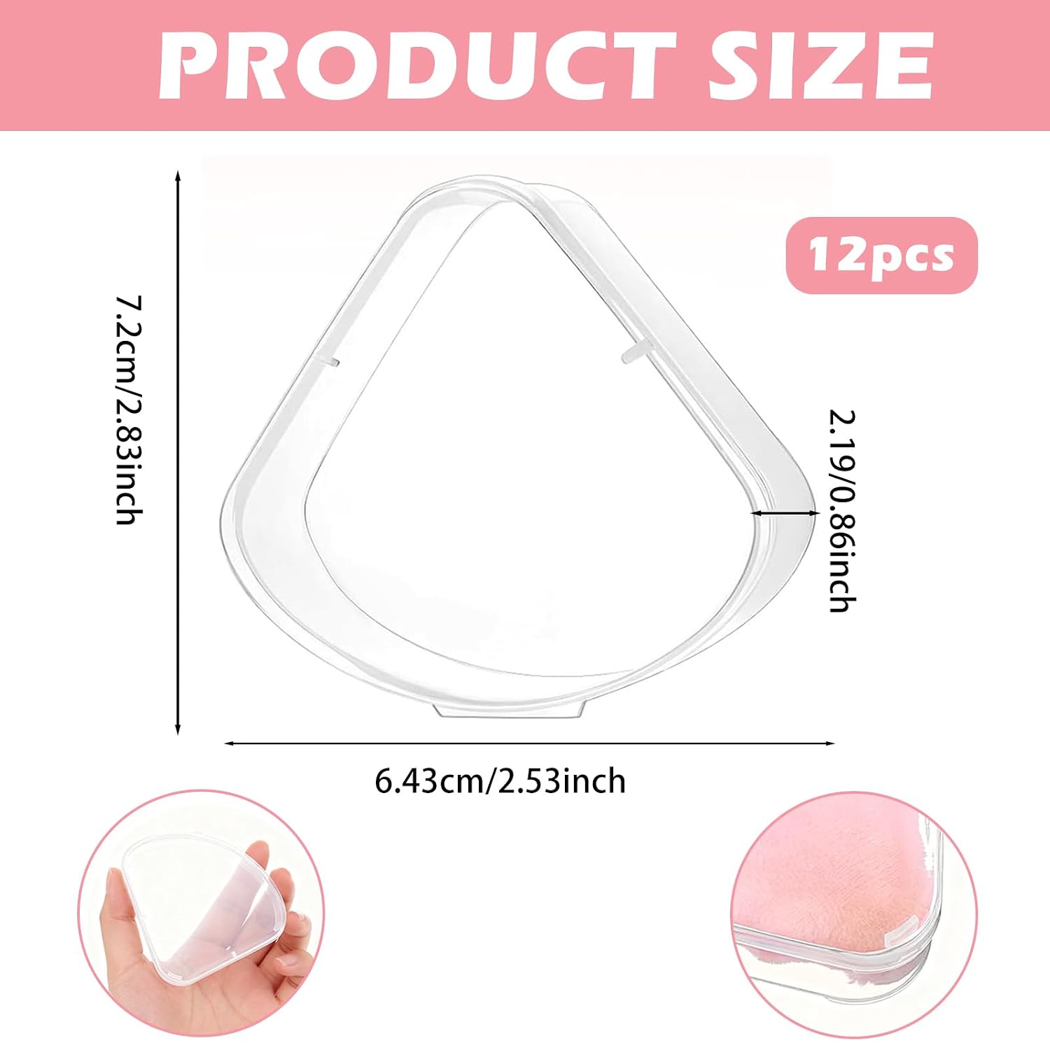 12 PCS Triangle Powder Puff Holder Cases Clear Makeup Sponge Protective Container Portable Cosmetic Puff Box Travel Reusable Beauty Blender Holder Multifunctional Cosmetic Storage Case