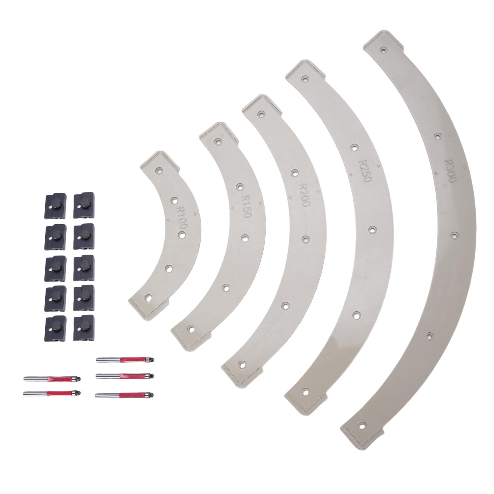 Generic Set di Modelli per Raggio D'angolo Arrotondato, per Fresatrice in Plastica Resistente per Artigiani della Lavorazione del Legno, 5 Pezzi