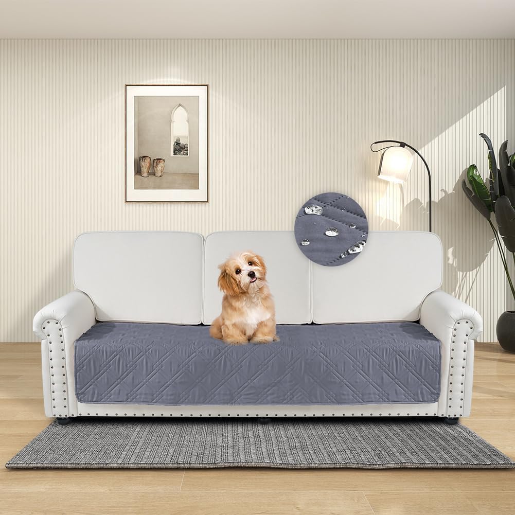 DUJUIKE Copridivano 100% impermeabile per cani, coperta per animali domestici, protezione per mobili per bambini e animali domestici, con fondo antiscivolo, per 3 posti (Grigio-blu, 76 x 180 cm)