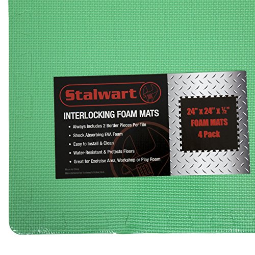 4-Pack Of Interlocking Eva Foam Floor Tiles With Border Pieces - Great For Use As A Play Mat Or Home Exercise Flooring By Stalwart #TOP4