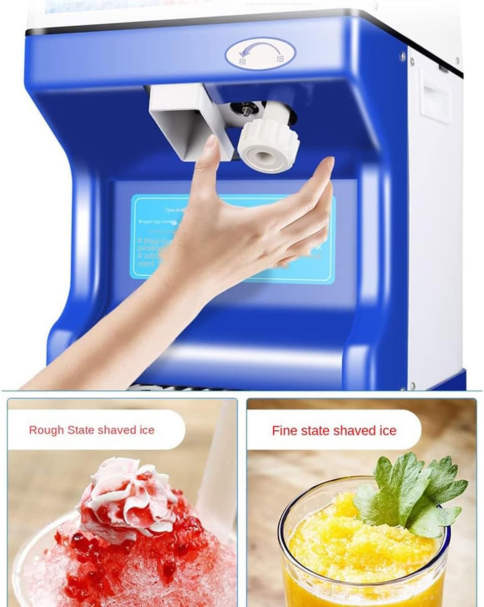 Electric Ice Crusher Snow Cone Machine, Ice Shaver Snow Cone Machine, 250W Adjustable Fineness Shave Rough and Fine Ice, Ice Crusher and Shaved Ice Machine Summer Ice Grinder 120KG/H