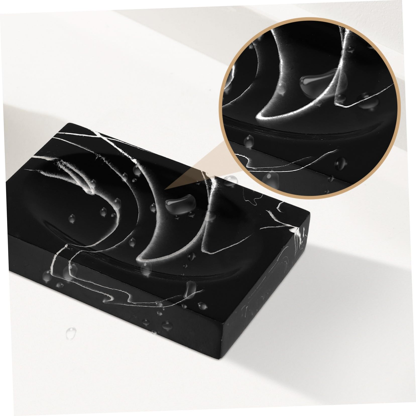 Cabilock Conjunto de Accesorios de Baño de Resina Negra Jaspeada de 5 Piezas Soporte para Cepillos de Dientes y Jabonera Práctico y Cómodo para Baño Moderno