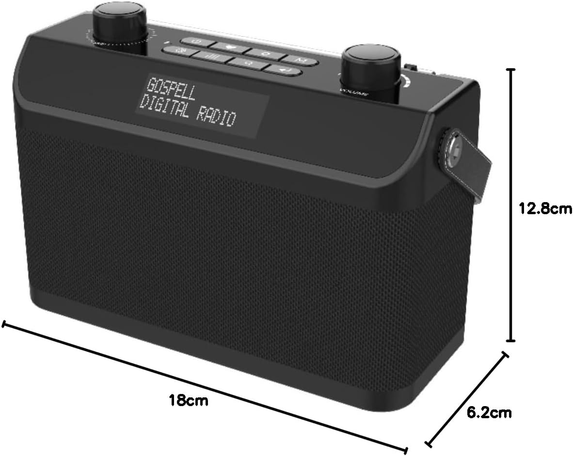 GOSPELL GR-228BP Portable Radio with dimensions