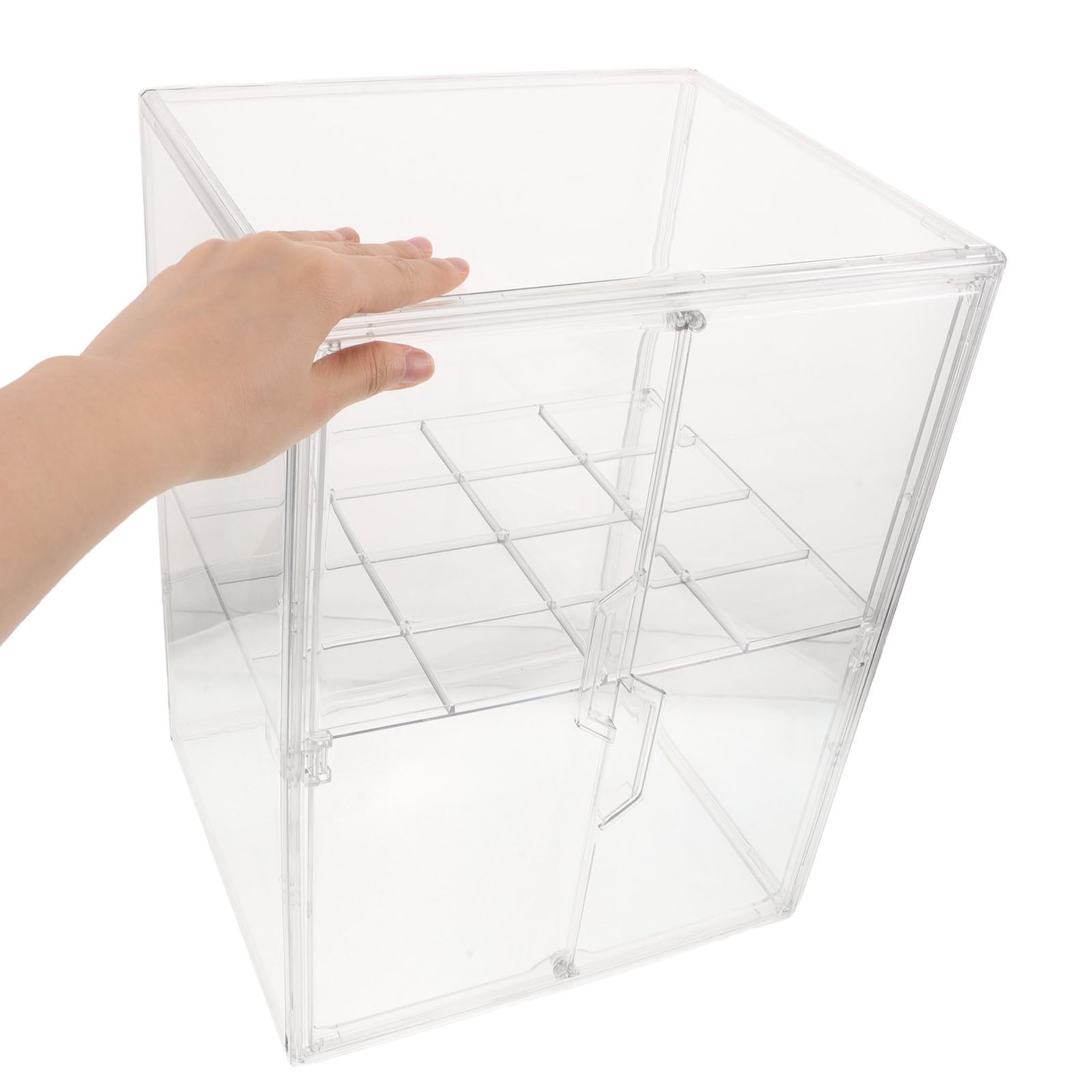 PRETYZOOM Babyflaschen Aufbewahrungsregal aus Acryl mit 2 Ebenen und Doppelten Türen Modernes Design Verhindert Wasseransammlungen für Badezimmer und Babyzimmer